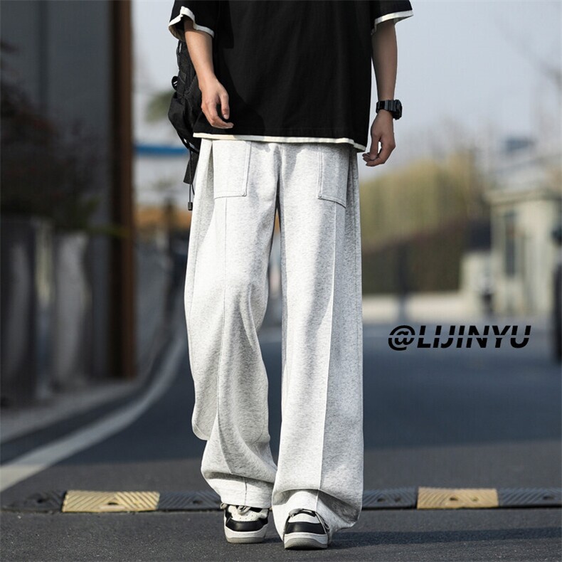 美式铆钉设计长裤休闲拖地裤直筒宽松坠感潮流X1510特批4588,男装休闲裤,星座718