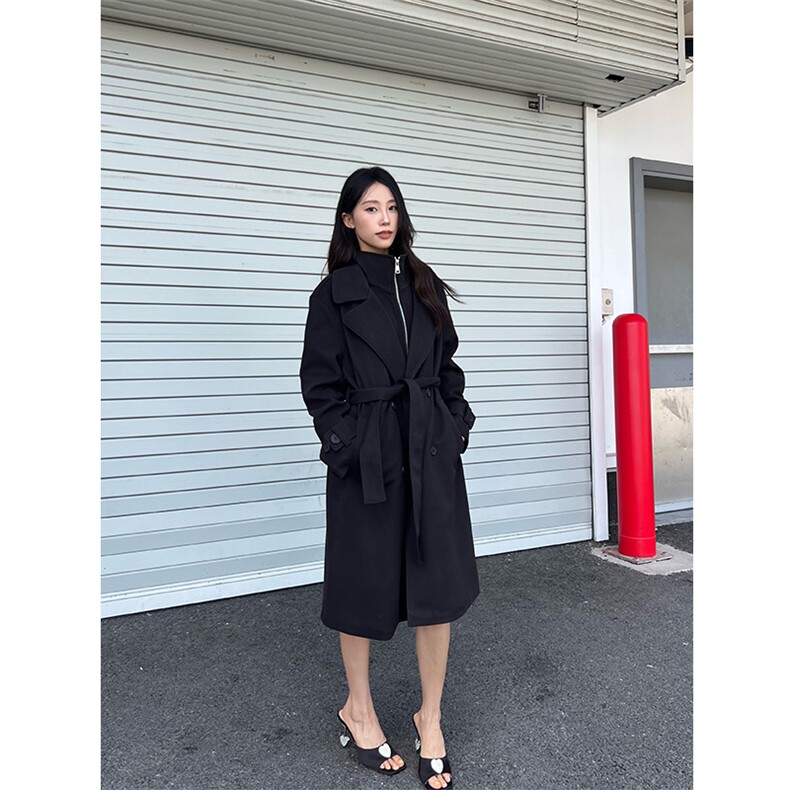 设计感假两件毛呢大衣男女中长款过膝西装领呢子风衣-FY913特P95,男装西服套装,电商B289