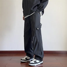 春秋冲锋裤男防水直筒休闲裤运动褶皱长裤子潮流A266-KZ8025-P40，男装休闲裤，电商A266