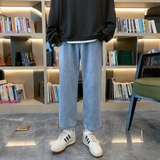夏季港风束脚抽绳男九分牛仔裤松紧腰夏季新款D201-DM84-P45图片