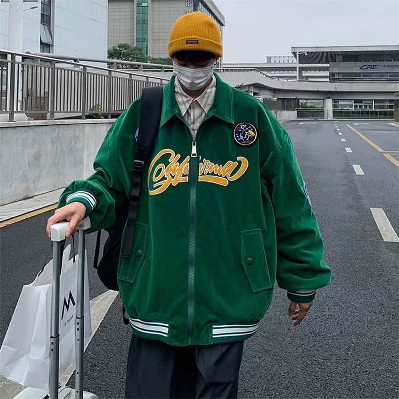 EQ88金丝绒外套男2024新款春装ins港风潮流贴布夹克情侣装P118,男装夹克,电商C306-1