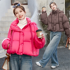 多巴胺短款90白鸭绒面包服女冬季2023新款时尚甜美百搭洋气，女装羽绒服，韩蜜菓