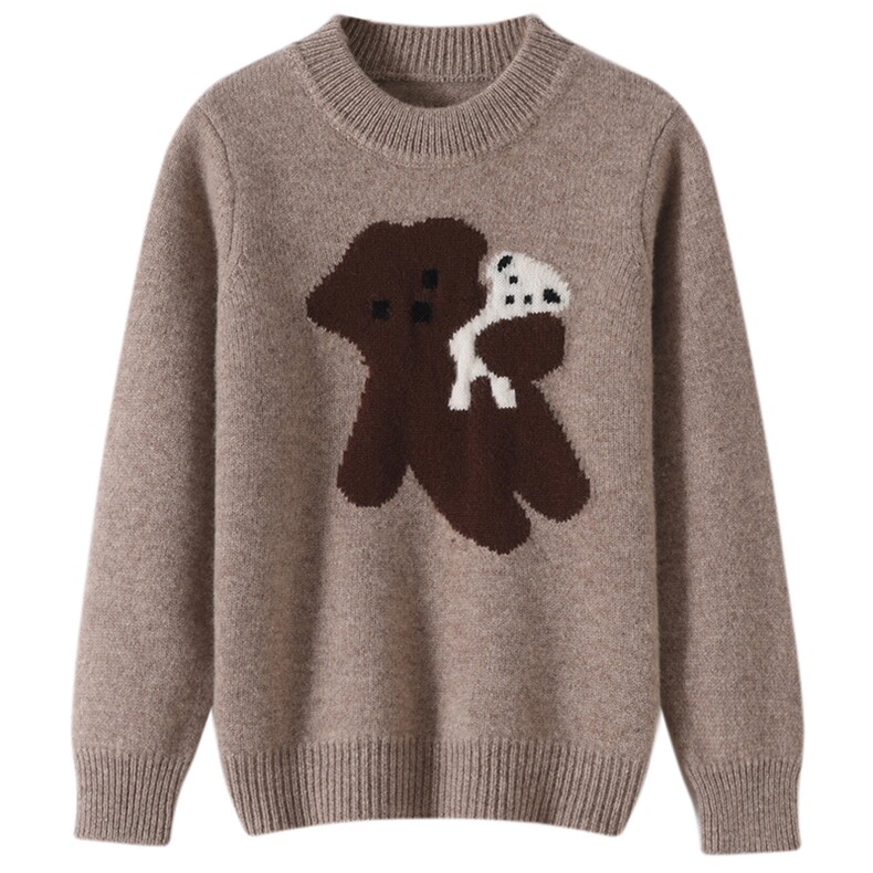 男女通用圆领长袖时尚百搭通勤休闲儿童羊毛衫，童装儿童羊毛衫，牧戎奢羊绒