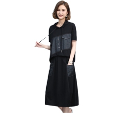 2021夏季新款简约气质减龄时尚连帽松紧腰休闲舒适两件套裙，女装连衣裙，丽影随形