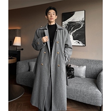 现货毛呢大衣男中长款秋冬季高级感痞帅风衣外套812-F680-P138，男装风衣，星座812