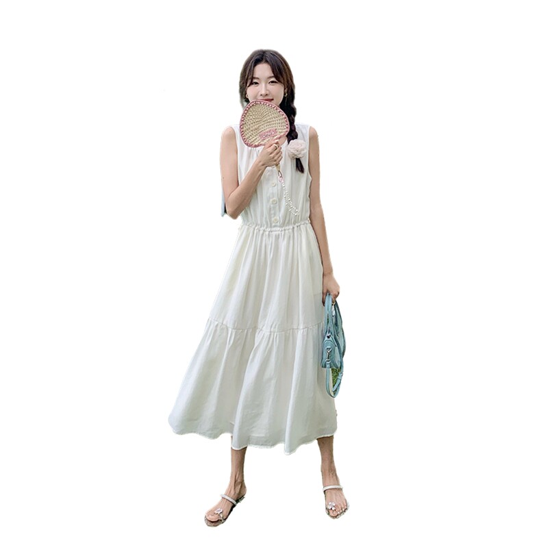 新品现货纯色女装精品连衣裙圆领无袖2C107-88005-1-P118-K168,女装连衣裙,2C107
