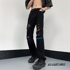 美式高街小众夏季破洞牛仔裤货号K726P60，男装牛仔裤，电商A063