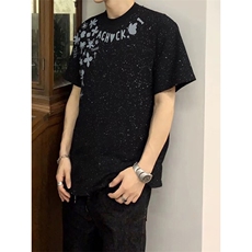 万针全刺绣工艺抖音得物高品质260克重磅纯棉双纱美式高街短袖T恤，男装T恤，电商A486-1