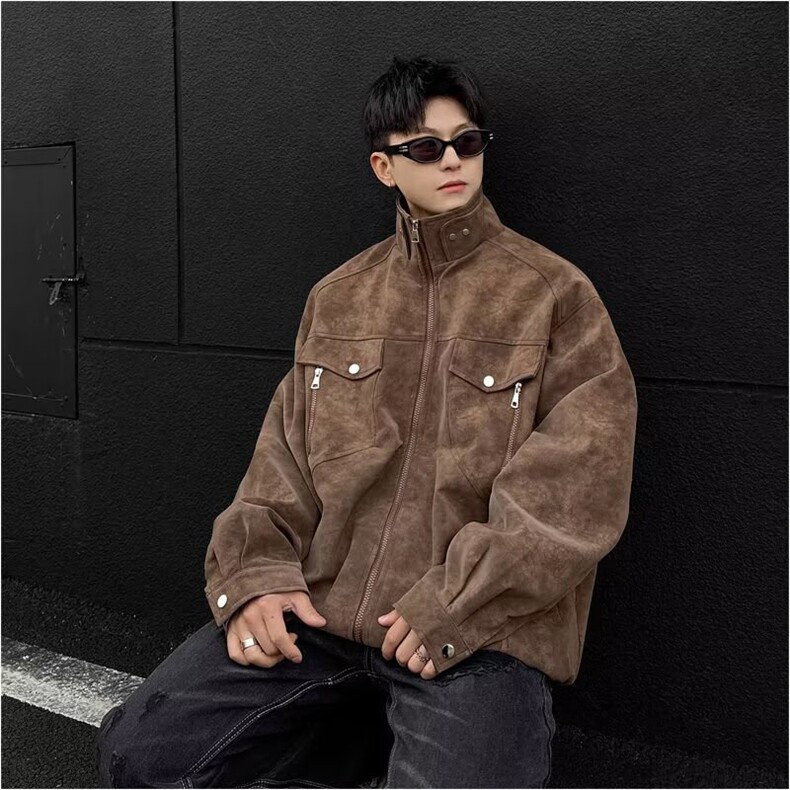 抖音得物痞帅外套男ins高街潮牌港系原宿风韩版潮宽松夹克AY1035，男装夹克，电商A443