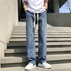 阔腿牛仔裤男款春季宽松直筒高街水洗做旧裤子NK026-p43主推外贸，男装牛仔裤，星座224-1