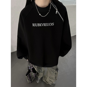中性风新品 美式设计感半拉链重磅情侣卫衣外套上衣男女 G1091P58图片