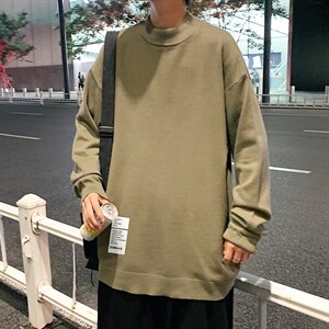 M18045-P45加绒款-P65半高领毛衣男士大码针织衫男毛线衣男，男装针织衫/毛衣，电商A040