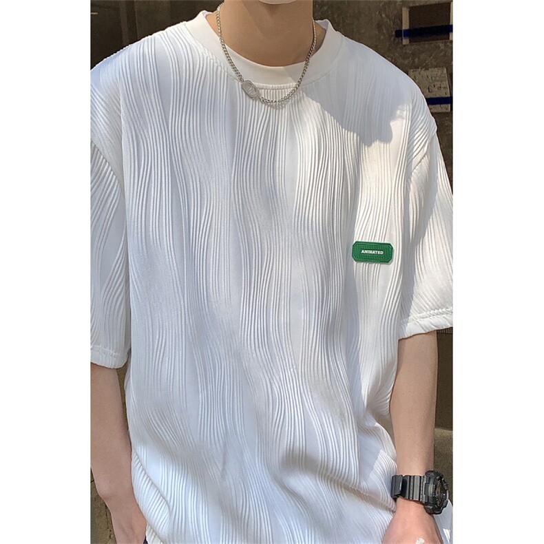 1港风弧形设计短袖T恤大码M-5XL情侣男士短袖T恤男DT8765P30控49,男装T恤,星座226-2