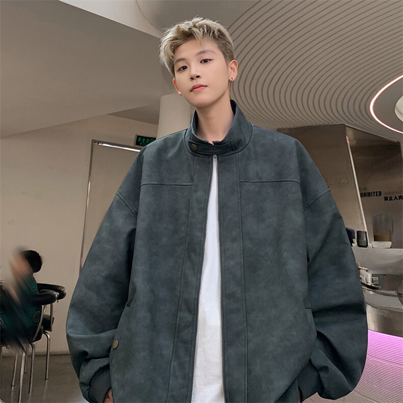 特批P80无差价秋季扎染PU皮外套男痞帅时尚青少年机车服夹克J2618图片