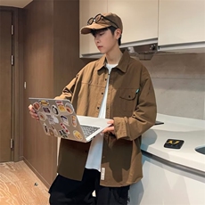 纯棉长袖衬衫工装高街潮流复古外套山系休闲潮牌痞帅衬衣CS06-P40，男装衬衫，星座1109-3