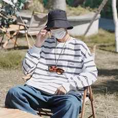 秋季潮流长袖t恤圆领套头上衣日系cityboy条纹卫衣男T1357-P24，男装T恤，星座512-2