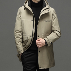 新款男士连帽可脱卸内胆羽绒服冬季中年男装厚款保暖中长款外套图片