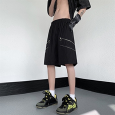B221美式ins高街暗黑小众拉链宽松五分裤短裤LK23061-P50控68，男装休闲裤，电商B221