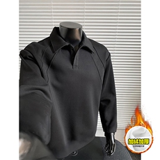 抖音得物高品质美式高街重磅曼巴棉结构螺纹拼接翻领卫衣长袖T恤，男装T恤，电商A486