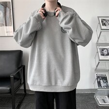 华夫格卫衣圆领卫衣男大码长袖t恤男外套HW76224-P30加绒款-P40，男装卫衣，电商A040