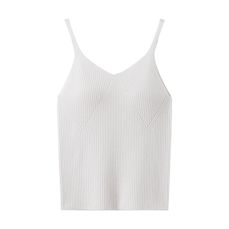 时尚修身显瘦V领针织吊带背心女夏季新款百搭打底衫无袖上衣，女装背心吊带，宏杨羊绒