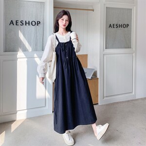 春装新款 韩版盐系衬衫+背带裙两件套2C153-8956-P175K288图片