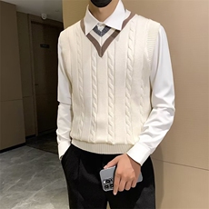 针织无袖背心秋冬绅装马甲男复古英伦学院风打底毛衣包芯纱3479，男装背心/马甲，星座1116A-2（原606A-1）