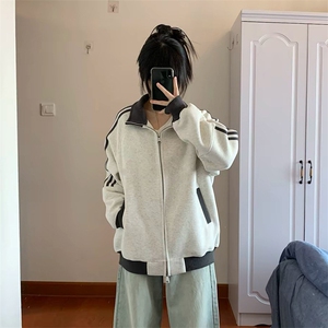 抖音得物高品质 美式高街重磅结构设计拼接织带立领卫衣外套 CM42图片