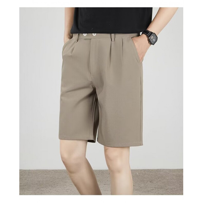 2024年新款裤子夏季工厂直供宽松纯色冰丝小西裤男士休闲短裤，男装西裤，星座1013