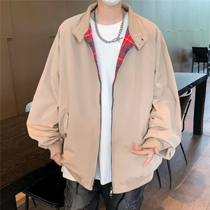 秋季外穿卡其色复古工装棒球服夹克男装立领高级感美式飞行员外套图片