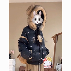 KK106-P100波点小熊连帽棉服外套，男装棉衣，电商B323A