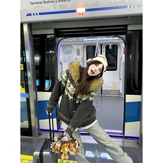 重磅北极绒座山雕大毛毛领毛衣外套冬美式复古休闲慵懒风针织开衫，男装针织衫/毛衣，电商A486-1