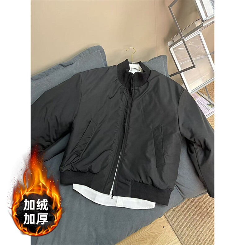 美式cleanfit廓型立领棒球棉服飞行夹克棉衣短款外套男MY6688/P80图片