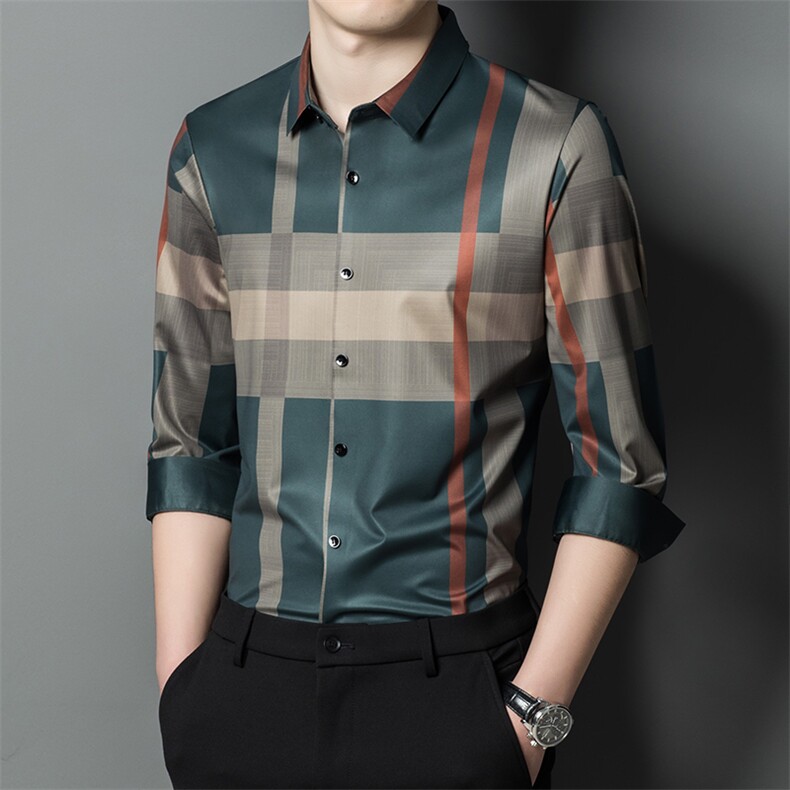 BJ2329男式服装秋季新款衬衫男长袖翻领休闲四季可穿衬衣P81图片