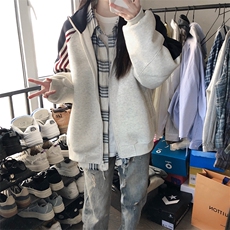 抖音得物高品质美式高街重磅结构织带拼接撞色立领卫衣外套CM41，男装卫衣，电商A486