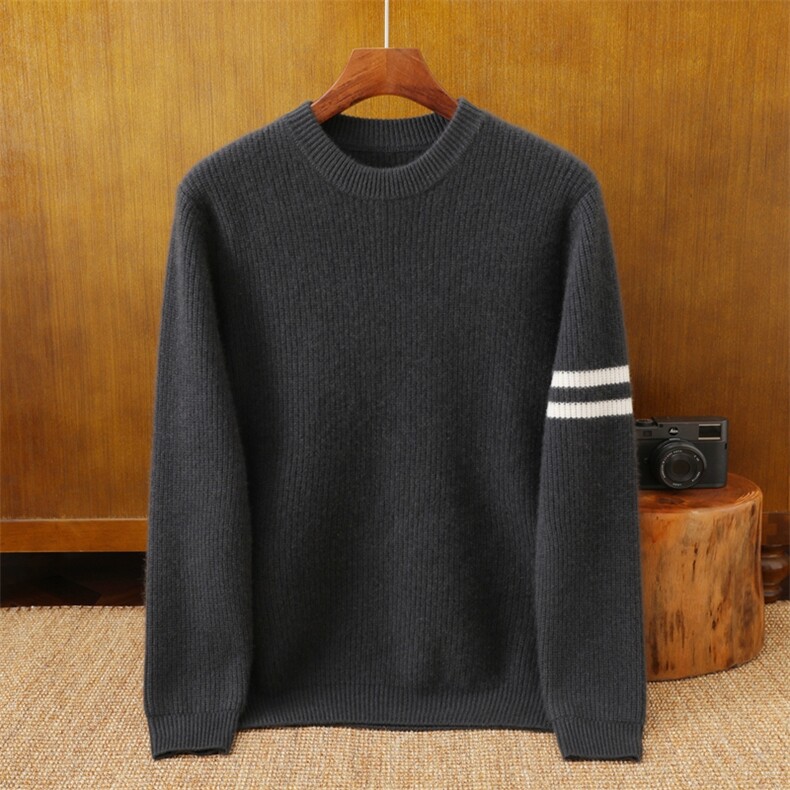 男士圆领羊绒时尚简约百搭羊绒衫保暖舒适，男装羊绒套衫，米亚康羊绒