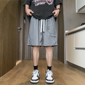 休闲短裤男韩版潮流高街帅气纽扣个性2023夏季ins五分裤K4103-P32图片