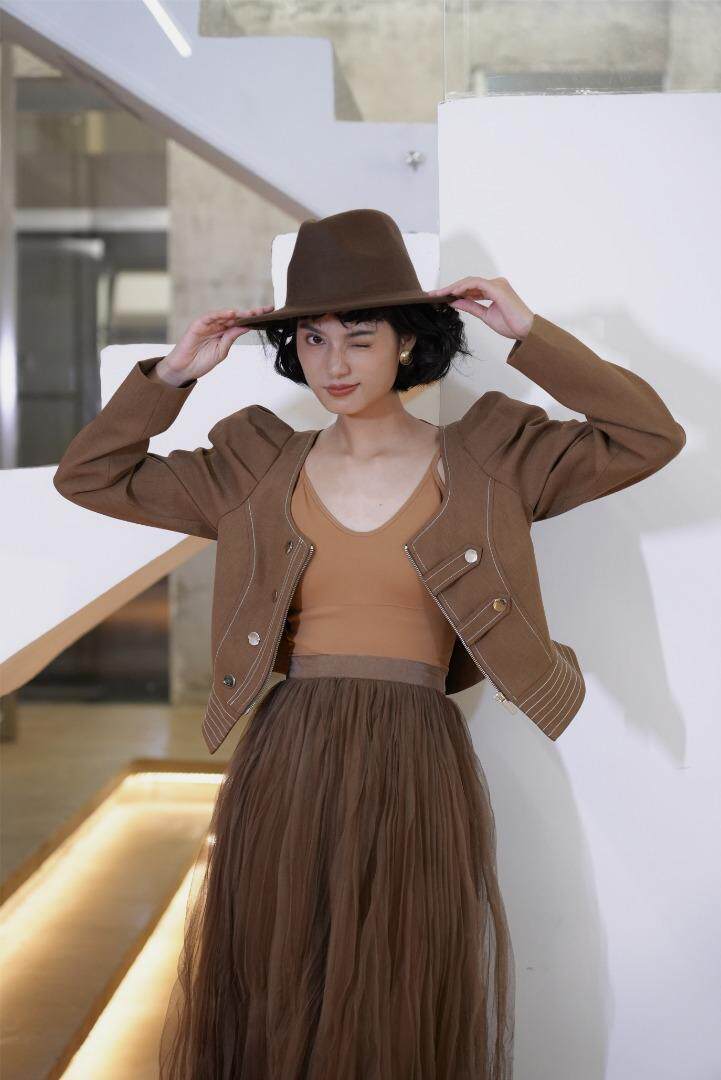 帅气方领机车泡泡袖外套+百搭纱裙（腔调十足），其它，GN