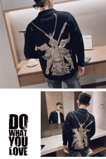 春款社会小伙针织外套开衫长袖翻领毛衣修身齐天大圣V1029-P95，男装针织衫/毛衣，星座308A