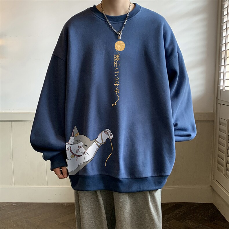圆领卫衣男大码加厚加绒长袖t恤男S6013-P28加绒款-P33,男装卫衣,电商A040