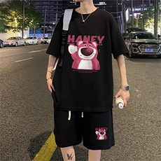 ！2024夏季新款男士华夫格短袖套装透气青少年套装HTZ58P50，男装T恤，电商B220