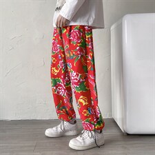 CK203秋新东北大花民族特色风休闲哈伦运动裤束脚九分裤炸街，男装休闲裤，星座115A(原星座507）