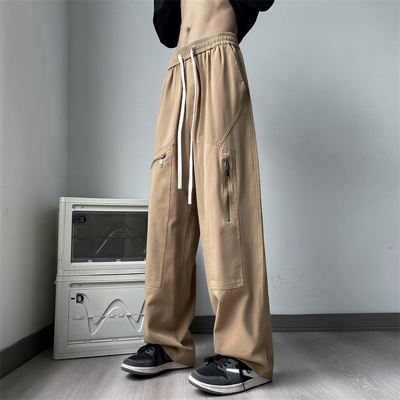高品质秋款男工装裤拉链口袋纯棉直筒休闲长裤H941P45,男装休闲裤,星座1013-1