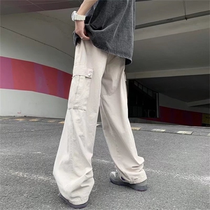 高街潮工装裤男潮牌ins直筒宽松hiphop炸街设计感裤子图片