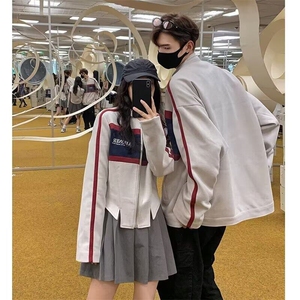2025新款春秋季美式高街麂皮绒棒球服男潮牌宽松休闲拼接机车夹克图片