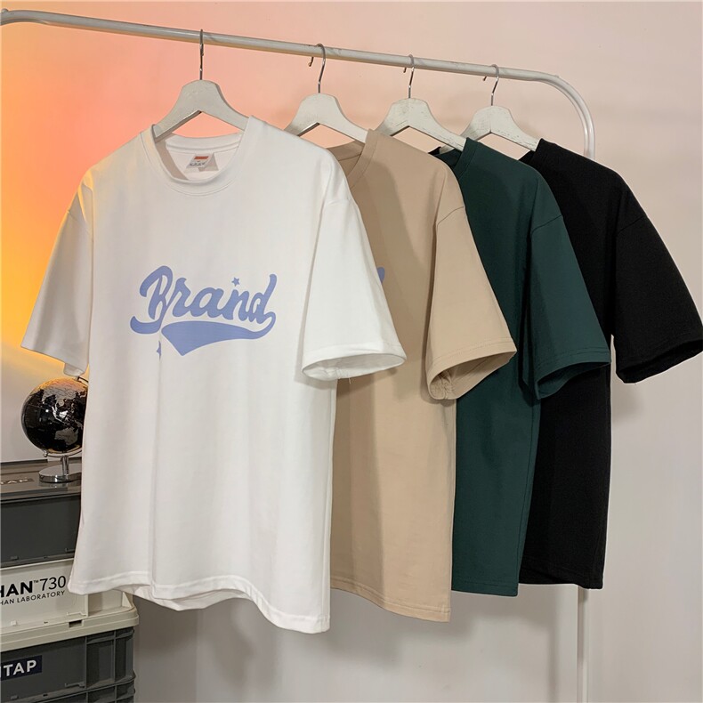 抖音直播供货260克重磅纯棉印花短袖T恤A158-T75-P28控48,男装T恤,电商A158
