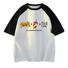 白花灰拼黑袖