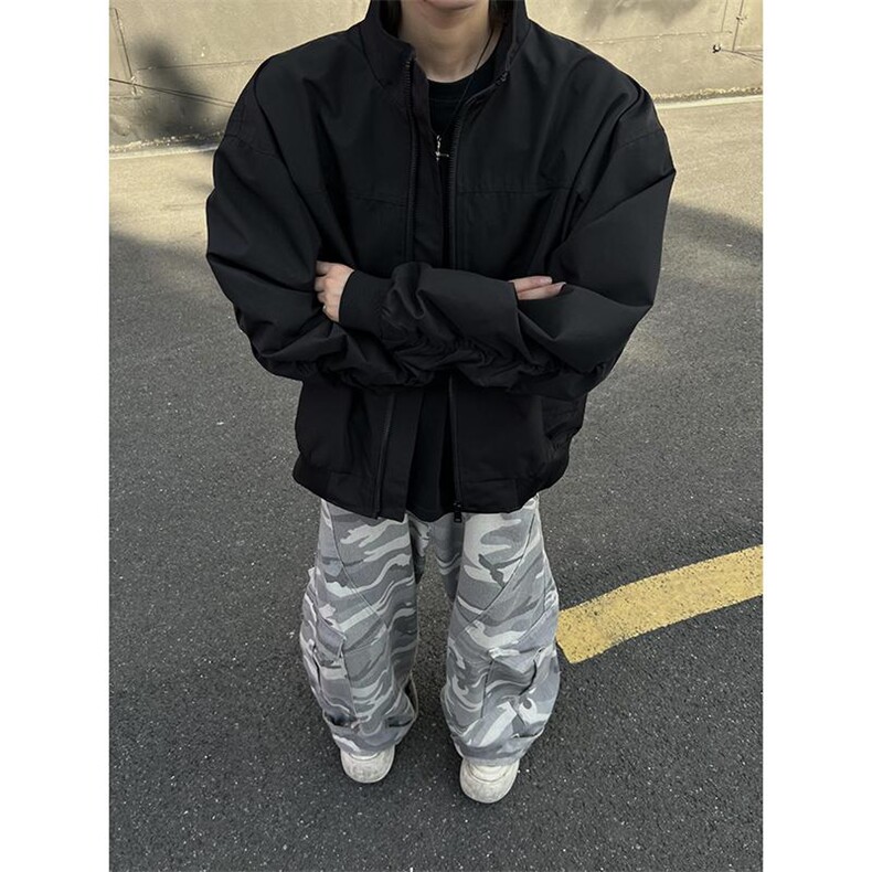 26春装新款美拉德立领飞行夹克boxy廓形休闲百搭外套上衣JK6500,男装夹克,电商A486-1