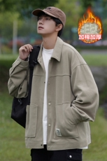 冬新复古单排扣加棉加厚棉服立体贴袋大码保暖外套J501J加棉-P90，男装棉衣，电商A001-1