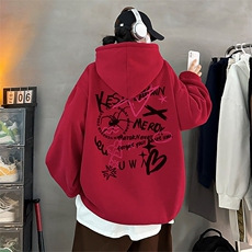 DT5316-TP55控价78冬季时尚加绒加厚印花上衣男女保暖连帽卫衣，男装卫衣，电商A102-1